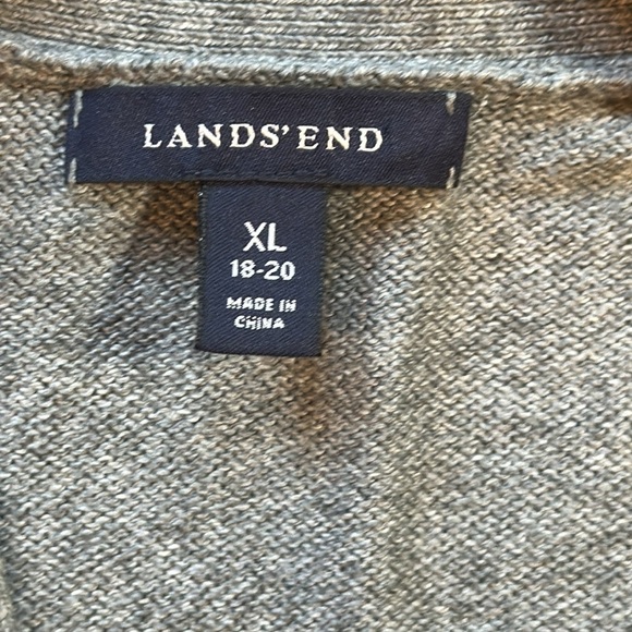 Lands end girls gray argyle cardigan size XL (18/20) - Picture 3 of 9